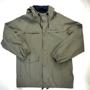 Columbia Men’s Rain Jacket Green and Navy Sz M